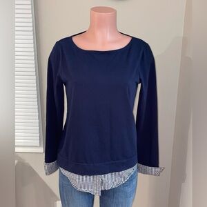 J. Crew Mercantile Women’s Boatneck Long Sleeve Tee with Woven Cuffs